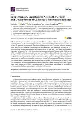 Supplementary Light Source Affects the Growth and Development of Codonopsis Lanceolata Seedlings