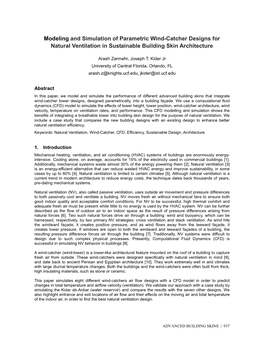 Modeling and Simulation of Parametric Wind-Catcher Designs for Natural Ventilation in Sustainable Building Skin Architecture