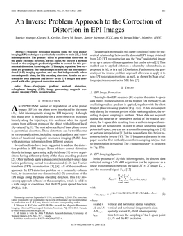 An Inverse Problem Approach to the Correction of Distortion in EPI Images Patrice Munger, Gerard R