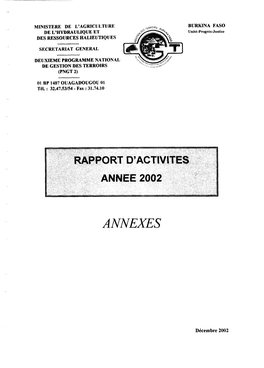 Rapport D'activités Année 2002 : Annexes