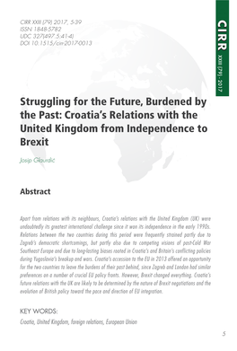 Croatia's Relations with the United Kingdom from Independence to Brexit