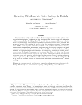 Optimizing Click-Through in Online Rankings for Partially Anonymous Consumers∗