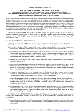 London Borough of Lambeth Electric Avenue, Electric Lane and Atlantic Road Proposed Changes to the Brixton Market Pedestrian