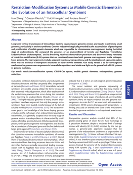 Restriction-Modification Systems As Mobile Genetic Elements in the Evolution of an Intracellular Symbiont