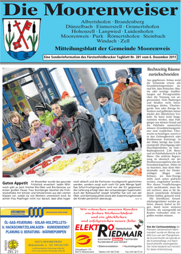 Luidenhofen Moorenweis · Purk · Römertshofen · Steinbach Windach·Zell Mitteilungsblatt Der Gemeinde Moorenweis