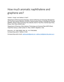 How Much Aromatic Naphthalene and Graphene Are?