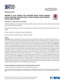 Hepatitis B Virus Infection and Associated Factors Among Pregnant Women Attending Antenatal Clinics in West Hararghe Public Hospitals, Oromia Region, Ethiopia