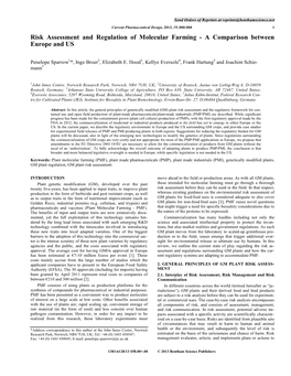 Risk Assessment and Regulation of Molecular Farming - a Comparison Between Europe and US