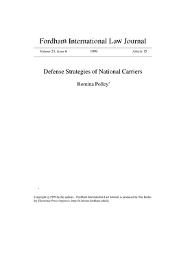 Defense Strategies of National Carriers