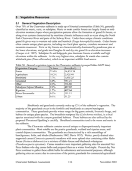 Draft Clearwater Assessment: 5. Vegetative Resources