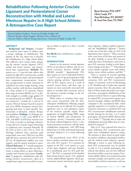 Rehabilitation Following Anterior Cruciate Ligament and Posterolateral Corner Reconstruction with Medial and Lateral Meniscus Re