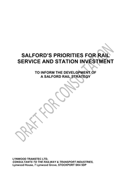 Salford's Priorities for Rail Service and Station Investment