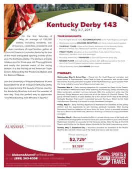 Kentucky Derby 143 May 3-7, 2017