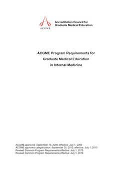 ACGME Program Requirements for Graduate Medical Education in Internal Medicine