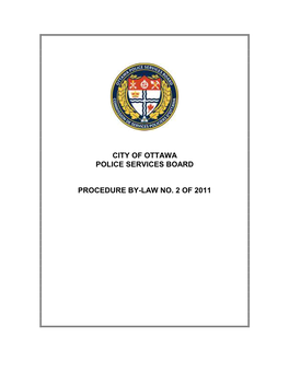 City of Ottawa Police Services Board Procedure By-Law No. 2 of 2011