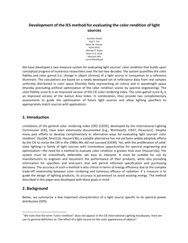 Development of the IES Method for Evaluating the Color Rendition of Light Sources