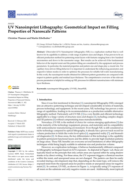 UV Nanoimprint Lithography: Geometrical Impact on Filling Properties of Nanoscale Patterns