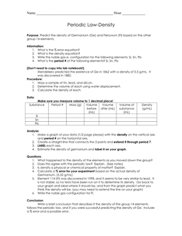 Periodic Law-Density