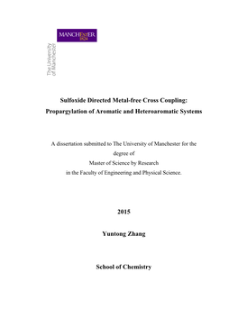 Sulfoxide Directed Metal-Free Cross Coupling: Propargylation of Aromatic and Heteroaromatic Systems