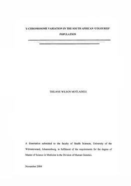 Y-Chromosome Variation in the South African ‘Coloured’