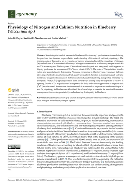 Physiology of Nitrogen and Calcium Nutrition in Blueberry (Vaccinium Sp.)