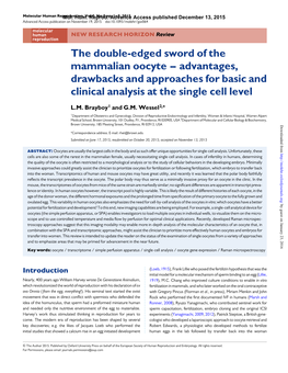 The Double-Edged Sword of the Mammalian Oocyte – Advantages, Drawbacks and Approaches for Basic and Clinical Analysis at the Single Cell Level
