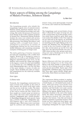 Some Aspects of Fishing Among the Langalanga of Malaita Province, Solomon Islands by Akira Goto1