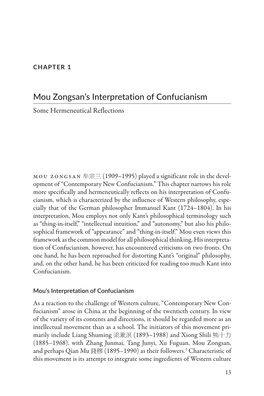 Mou Zongsan's Interpretation of Confucianism