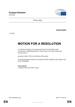 En En Motion for a Resolution