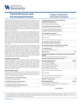 Natural Resources and Environmental Science Is Designed to Provide IV