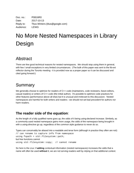 No More Nested Namespaces in Library Design