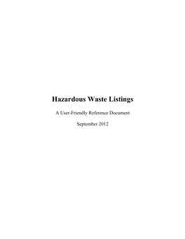 EPA's Hazardous Waste Listing