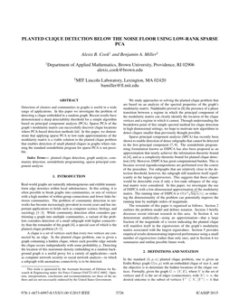 Planted Clique Detection Below the Noise Floor Using Low-Rank Sparse Pca