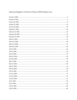 National Register of Historic Places Weekly Lists for 2004