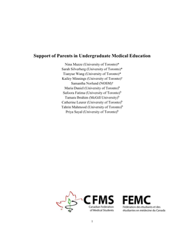 Support of Parents in Undergraduate Medical Education