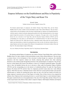 Empress Influence on the Establishment and Rise in Popularity of the Virgin Mary and Kuan Yin