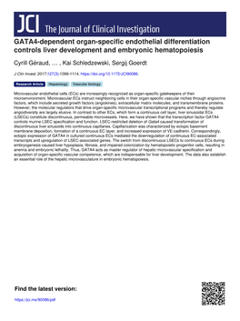 GATA4-Dependent Organ-Specific Endothelial Differentiation Controls Liver Development and Embryonic Hematopoiesis