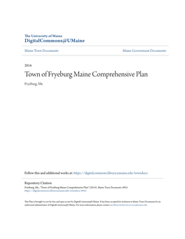 Town of Fryeburg Maine Comprehensive Plan Fryeburg, Me