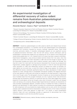 An Experimental Investigation of Differential Recovery of Native Rodent