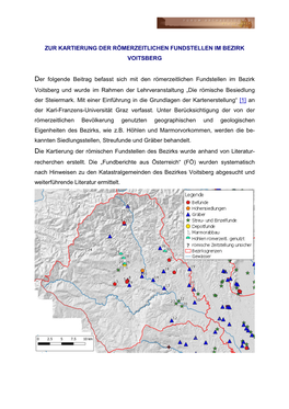 Zur Kartierung Der Römerzeitlichen Fundstellen Im Bezirk Voitsberg