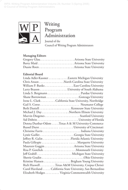 Writing Program Administration Volume 29, Number 3 (Spring 2006) © Council of Writing Program Administrators