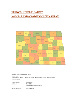 REGION 32 PUBLIC SAFETY 700 Mhz RADIO COMMUNICATIONS PLAN