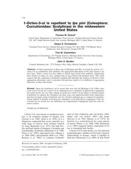 1-Octen-3-Ol Is Repellent to Ips Pini (Coleoptera: Curculionidae: Scolytinae) in the Midwestern United States