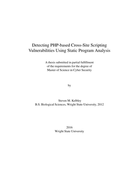 Detecting PHP-Based Cross-Site Scripting Vulnerabilities Using Static Program Analysis