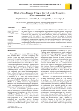 Effects of Blanching and Drying on Fiber Rich Powder from Pitaya (Hylocereus Undatus) Peel