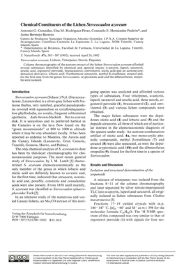 Chemical Constituents of the Lichen Stereocaulon Azoreum Antonio G