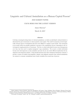 Linguistic and Cultural Assimilation As a Human Capital Process∗