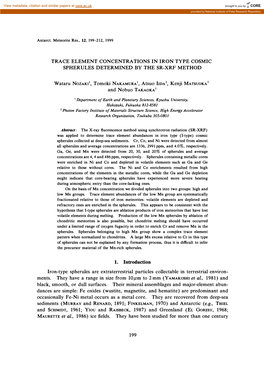 1. Introduction Iron-Type Spherules Are Extraterrestrial Particles Collectable in Terrestrial Environ­ Ments