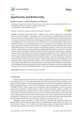 Agroforestry and Biodiversity