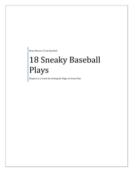 21 Sneaky Baseball Plays